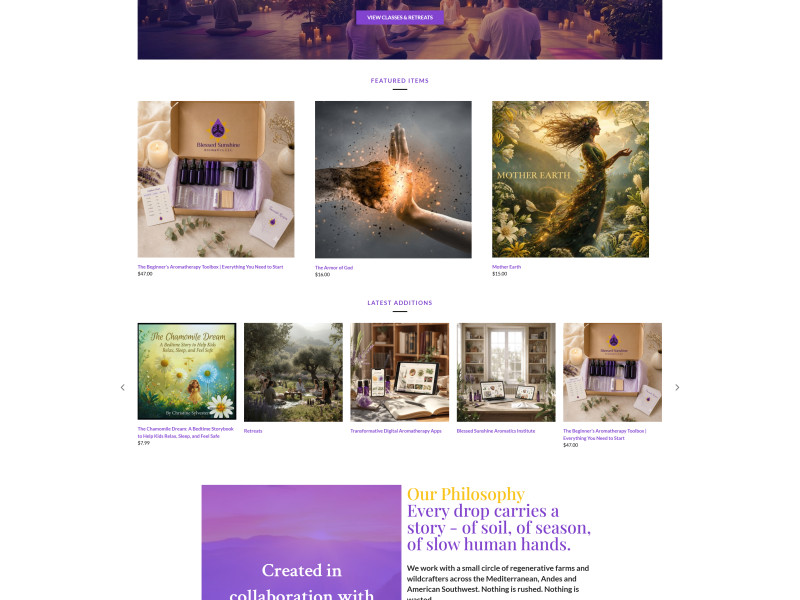 Blessed Sunshine Aromatics website design portfolio