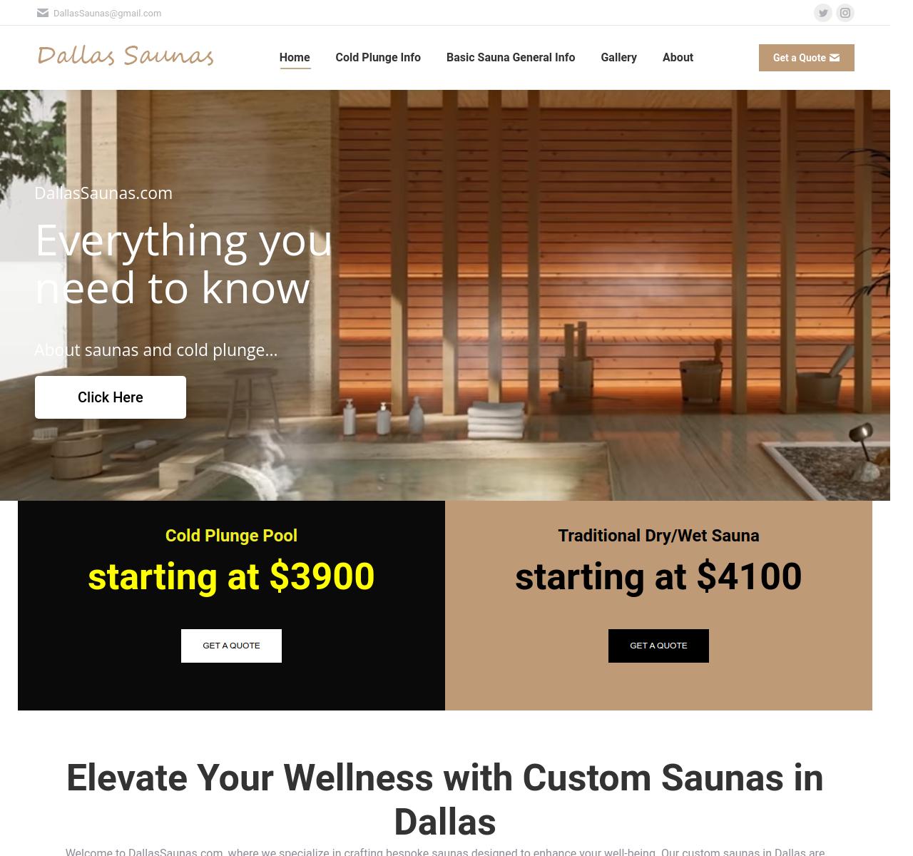 Dallas Saunas website design portfolio
