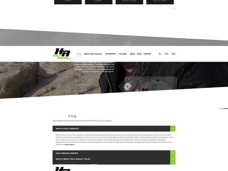 Half Animal website design portfolio
