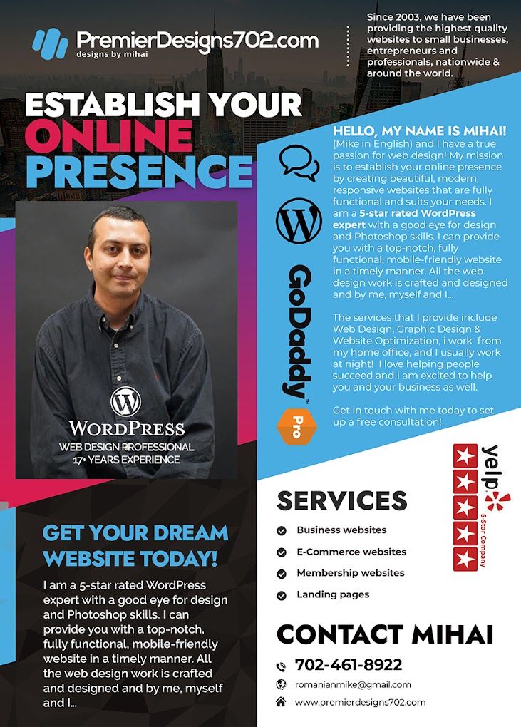 Mihai Gingu, Las Vegas web designer at Premier Designs 702