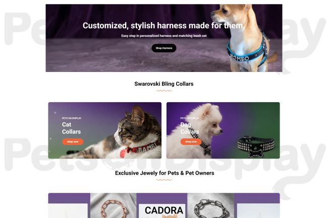 Pets On Display website design portfolio