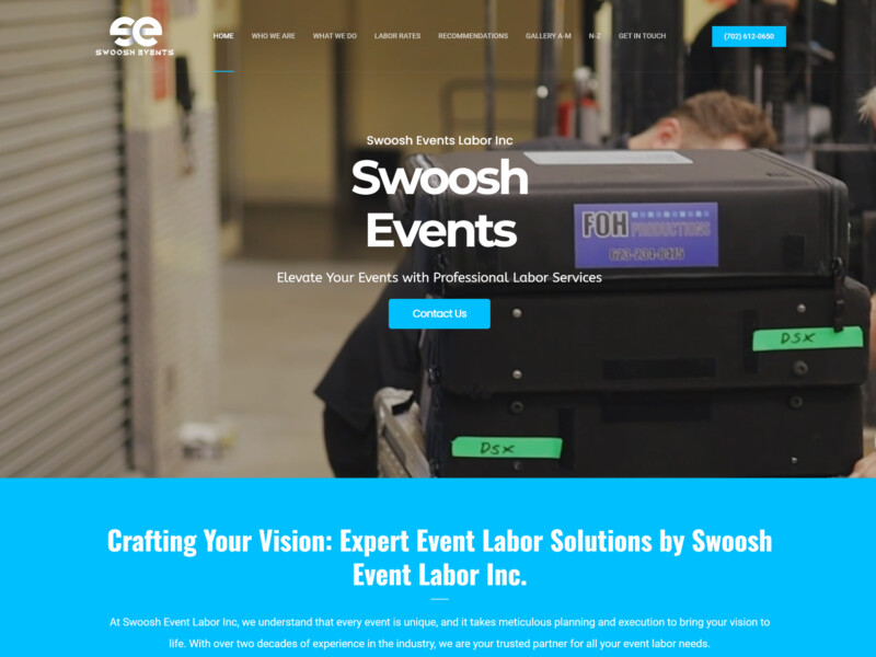 Swoosh Event Labor website design portfolio