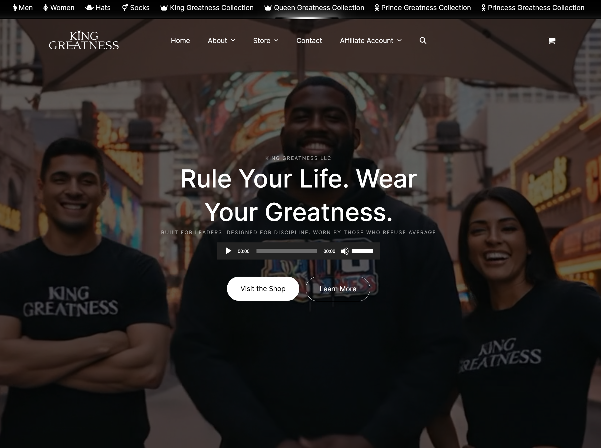 King Greatness website design portfolio